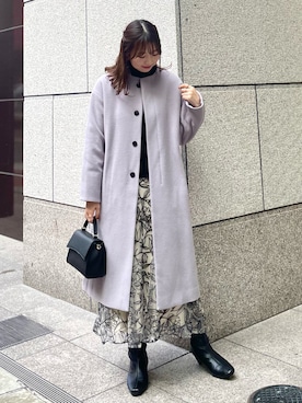 「アイテム（その他アウター、パープル系）」を使った、AYANOさん（レディース・162cm）の秋コーディネート