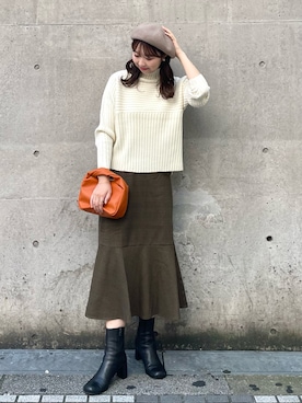 「アイテム（ハンチング/ベレー帽）」を使った、AYANOさん（レディース・162cm）の秋コーディネート