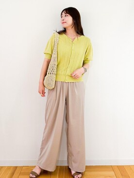 「ROPE' PICNIC（ロペピクニック）の洗える/レーヨンナイロンイージーワイドパンツ（その他パンツ）」を使った、AYANOさん（レディース・162cm）の夏コーディネート