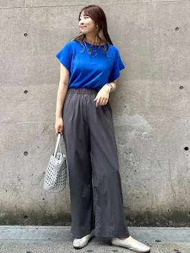 「ROPE' PICNIC（ロペピクニック）の洗える/レーヨンナイロンイージーワイドパンツ（その他パンツ）」を使った、AYANOさん（レディース・162cm）の春コーディネート