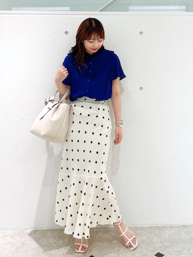 「ROPE' PICNIC（ロペピクニック）のドット/無地フリルブラウス（シャツ/ブラウス）」を使った、AYANOさん（レディース・162cm）の夏コーディネート