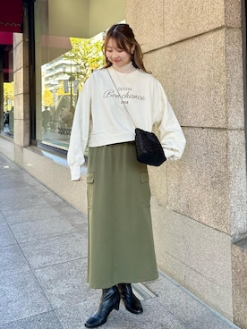 「マイベストコーデ2023」｜「アイテム（スウェット）」を使った、AYANOさん（レディース・162cm）の冬コーディネート