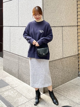 「スクエアトゥ」｜「アイテム（スウェット）」を使った、AYANOさん（レディース・162cm）の冬コーディネート