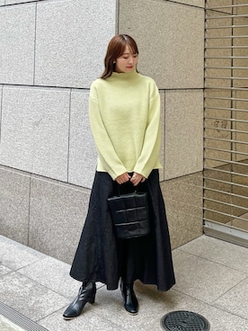 「タートルネック」｜「アイテム（デニムスカート）」を使った、AYANOさん（レディース・162cm）の秋コーディネート