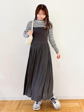 「24SS春の新作」｜「アイテム（ワンピース/ドレス）」を使った、AYANOさん（レディース・162cm）の冬コーディネート