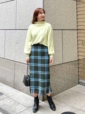 「チェック柄に恋してる」｜「アイテム（スカート）」を使った、AYANOさん（レディース・162cm）の秋コーディネート