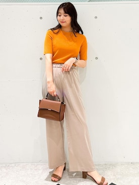 「ROPE' PICNIC（ロペピクニック）の洗える/レーヨンナイロンイージーワイドパンツ（その他パンツ）」を使った、AYANOさん（レディース・162cm）の春コーディネート