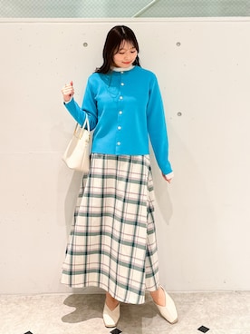 「ROPE' PICNIC（ロペピクニック）のチェックボリュームスカート（スカート）」を使った、AYANOさん（レディース・162cm）の冬コーディネート