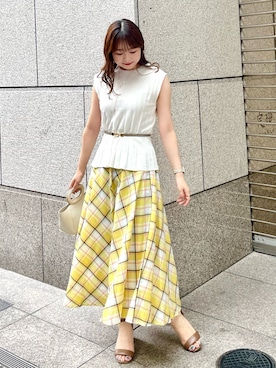 「チェック柄に恋してる」｜「アイテム（スカート）」を使った、AYANOさん（レディース・162cm）の夏コーディネート