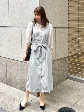 「アイテム（ジャンパースカート）」を使った、AYANOさん（レディース・162cm）の春コーディネート