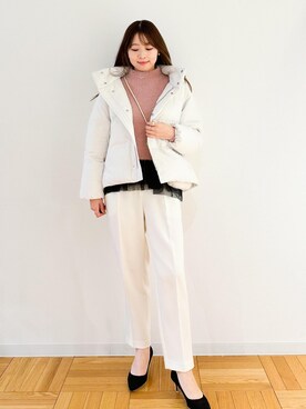 「マイベストコーデ2023」｜「アイテム（ダウンジャケット/コート）」を使った、AYANOさん（レディース・162cm）の冬コーディネート