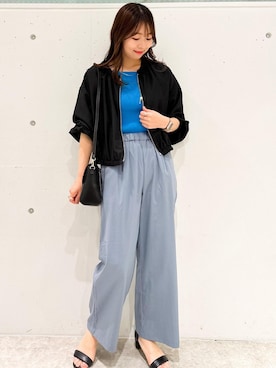 「ROPE' PICNIC（ロペピクニック）の洗える/レーヨンナイロンイージーワイドパンツ（その他パンツ）」を使った、AYANOさん（レディース・162cm）の春コーディネート