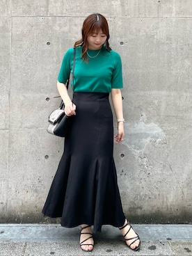 「ROPE' PICNIC（ロペピクニック）のBeauty knit/ハーフスリーブニットトップス/WEB限定カラーあり（ニット/セーター）」を使った、AYANOさん（レディース・162cm）の夏コーディネート