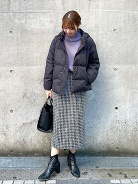 「スクエアトゥ」｜「アイテム（ダウンジャケット/コート）」を使った、AYANOさん（レディース・162cm）の冬コーディネート