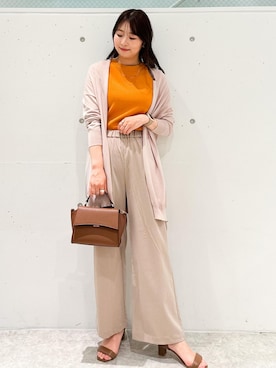 「ROPE' PICNIC（ロペピクニック）の洗える/レーヨンナイロンイージーワイドパンツ（その他パンツ）」を使った、AYANOさん（レディース・162cm）の春コーディネート