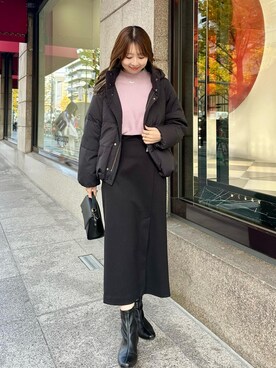 「マイベストコーデ2023」｜「アイテム（ダウンジャケット/コート）」を使った、AYANOさん（レディース・162cm）の冬コーディネート