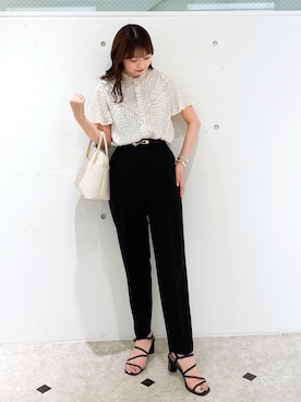 「ROPE' PICNIC（ロペピクニック）のドット/無地フリルブラウス（シャツ/ブラウス）」を使った、AYANOさん（レディース・162cm）の夏コーディネート