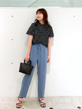 「ROPE' PICNIC（ロペピクニック）のドット/無地フリルブラウス（シャツ/ブラウス）」を使った、AYANOさん（レディース・162cm）の夏コーディネート