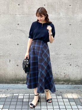 「チェック柄に恋してる」｜「アイテム（スカート）」を使った、AYANOさん（レディース・162cm）の秋コーディネート