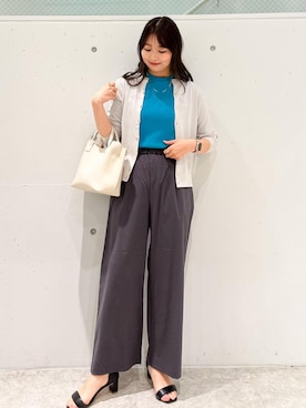 「ROPE' PICNIC（ロペピクニック）の洗える/レーヨンナイロンイージーワイドパンツ（その他パンツ）」を使った、AYANOさん（レディース・162cm）の春コーディネート