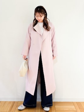 「アイテム（トレンチコート、ピンク系）」を使った、AYANOさん（レディース・162cm）の冬コーディネート