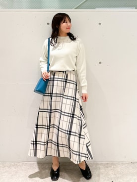 「ROPE' PICNIC（ロペピクニック）のチェックボリュームスカート（スカート）」を使った、AYANOさん（レディース・162cm）の冬コーディネート
