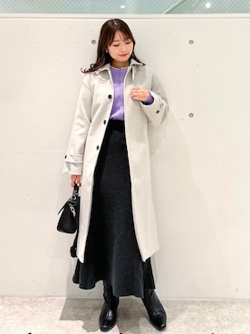 「ROPE' PICNIC（ロペピクニック）のアイテム（ステンカラーコート）」を使った、AYANOさん（レディース・162cm）の冬コーディネート