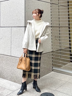 「チェック柄に恋してる」｜「アイテム（スカート）」を使った、AYANOさん（レディース・162cm）の秋コーディネート