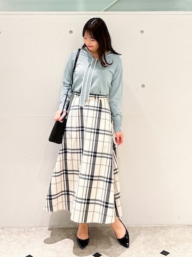 「ROPE' PICNIC（ロペピクニック）のチェックボリュームスカート（スカート）」を使った、AYANOさん（レディース・162cm）の冬コーディネート