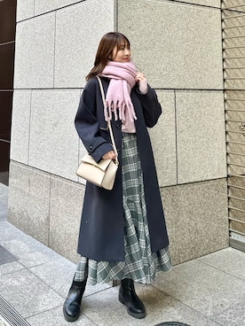 「ROPE' PICNIC（ロペピクニック）のアイテム（ステンカラーコート）」を使った、AYANOさん（レディース・162cm）の冬コーディネート