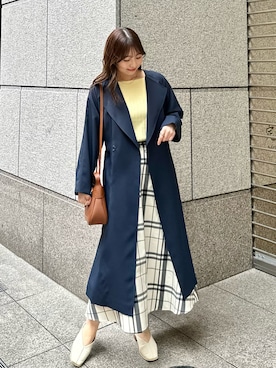 「スクエアトゥ」｜「アイテム（トレンチコート）」を使った、AYANOさん（レディース・162cm）の冬コーディネート