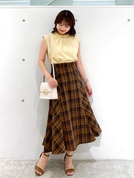 「チェック柄に恋してる」｜「アイテム（スカート）」を使った、AYANOさん（レディース・162cm）の夏コーディネート