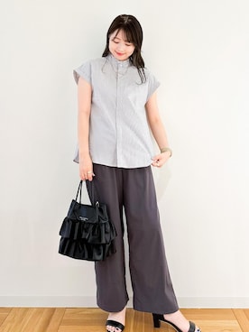 「ROPE' PICNIC（ロペピクニック）の洗える/レーヨンナイロンイージーワイドパンツ（その他パンツ）」を使った、AYANOさん（レディース・162cm）の夏コーディネート