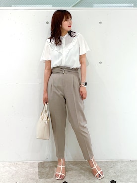 「ROPE' PICNIC（ロペピクニック）のドット/無地フリルブラウス（シャツ/ブラウス）」を使った、AYANOさん（レディース・162cm）の夏コーディネート