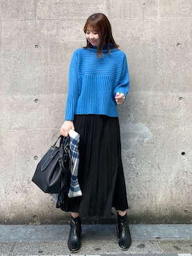 「アイテム（ストール/ショール）」を使った、AYANOさん（レディース・162cm）の冬コーディネート