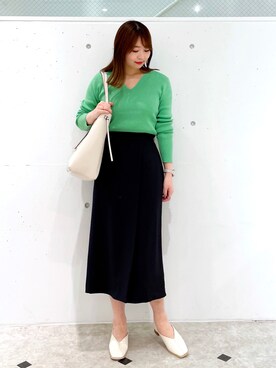 「スクエアトゥ」｜「アイテム（その他シューズ）」を使った、AYANOさん（レディース・162cm）の春コーディネート