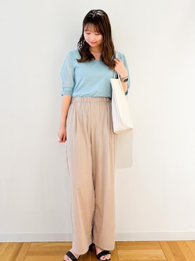 「ROPE' PICNIC（ロペピクニック）の洗える/レーヨンナイロンイージーワイドパンツ（その他パンツ）」を使った、AYANOさん（レディース・162cm）の夏コーディネート