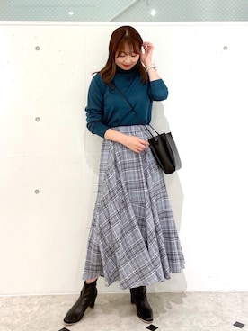 「チェック柄に恋してる」｜「アイテム（スカート）」を使った、AYANOさん（レディース・162cm）の秋コーディネート