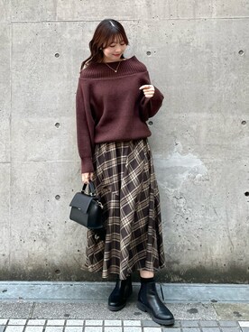「マイベストコーデ2022」｜「アイテム（スカート）」を使った、AYANOさん（レディース・162cm）の冬コーディネート