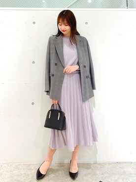 「チェック柄に恋してる」｜「アイテム（パンプス）」を使った、AYANOさん（レディース・162cm）の冬コーディネート