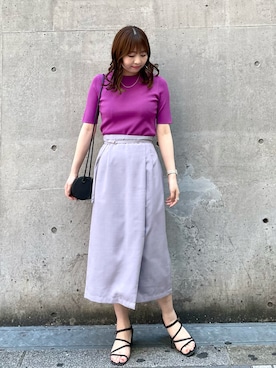 「ROPE' PICNIC（ロペピクニック）のBeauty knit/ハーフスリーブニットトップス/WEB限定カラーあり（ニット/セーター）」を使った、AYANOさん（レディース・162cm）の春コーディネート