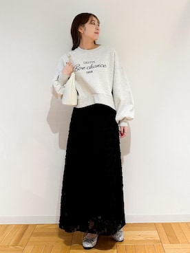 「24SS春の新作」｜「アイテム（スウェット）」を使った、AYANOさん（レディース・162cm）の春コーディネート