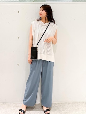 「ROPE' PICNIC（ロペピクニック）の洗える/レーヨンナイロンイージーワイドパンツ（その他パンツ）」を使った、AYANOさん（レディース・162cm）の春コーディネート