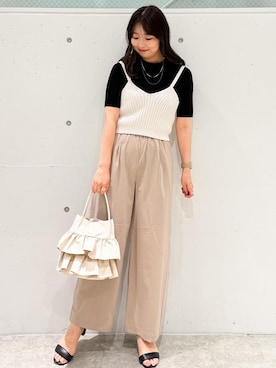 「ROPE' PICNIC（ロペピクニック）の洗える/レーヨンナイロンイージーワイドパンツ（その他パンツ）」を使った、AYANOさん（レディース・162cm）の春コーディネート