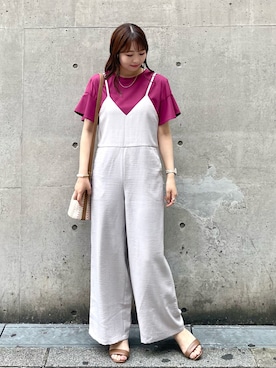 「ROPE' PICNIC（ロペピクニック）のアイテム（オールインワン・サロペット）」を使った、AYANOさん（レディース・162cm）の夏コーディネート
