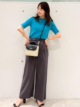 「ROPE' PICNIC（ロペピクニック）の洗える/レーヨンナイロンイージーワイドパンツ（その他パンツ）」を使った、AYANOさん（レディース・162cm）の春コーディネート