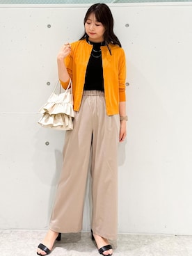 「ROPE' PICNIC（ロペピクニック）の洗える/レーヨンナイロンイージーワイドパンツ（その他パンツ）」を使った、AYANOさん（レディース・162cm）の春コーディネート