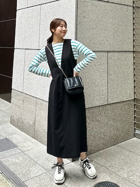 「春服デビュー宣言」｜「アイテム（ジャンパースカート）」を使った、AYANOさん（レディース・162cm）の春コーディネート
