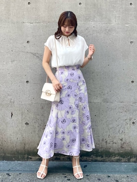 gouk 黒と紫の花柄トップス&スカート　セットアップ gouk 黒と紫の花柄トップス&スカート セットアップ