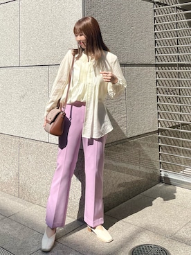 「スクエアトゥ」｜「アイテム（その他シューズ）」を使った、AYANOさん（レディース・162cm）の春コーディネート